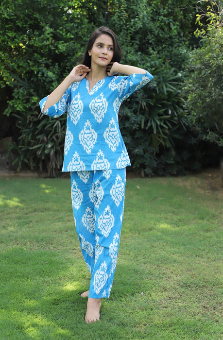 Belly Flop Ikat Cotton Kurta Jammies Set