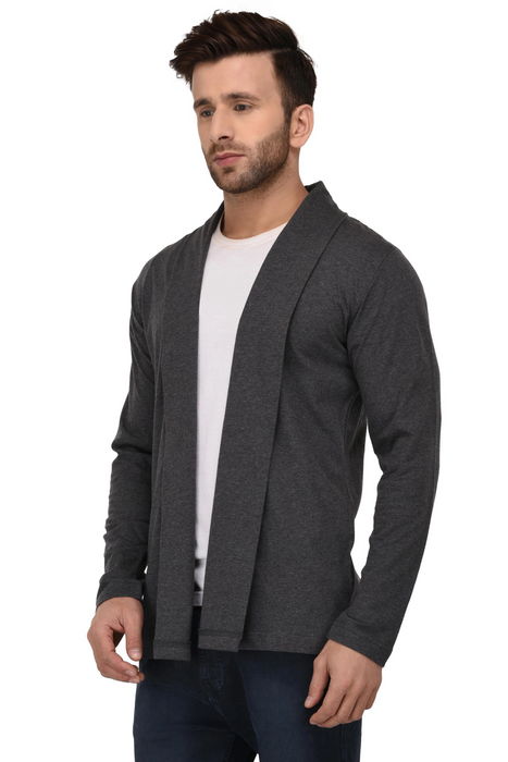 Black Open Cardigan Full Sleeve Shrug For Men