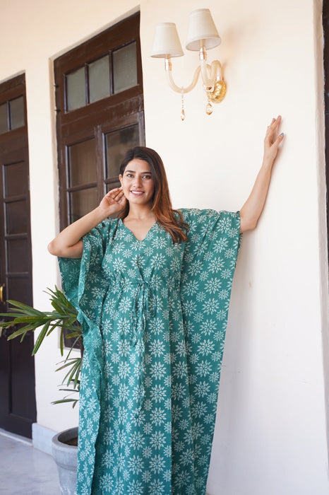 Noor Hand Block Cotton Kaftan