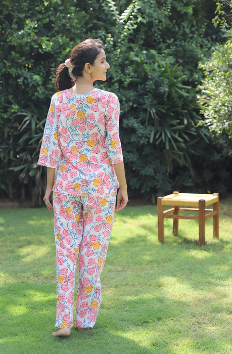 It's Blooming  Hand Block Cotton Kurta Jammies