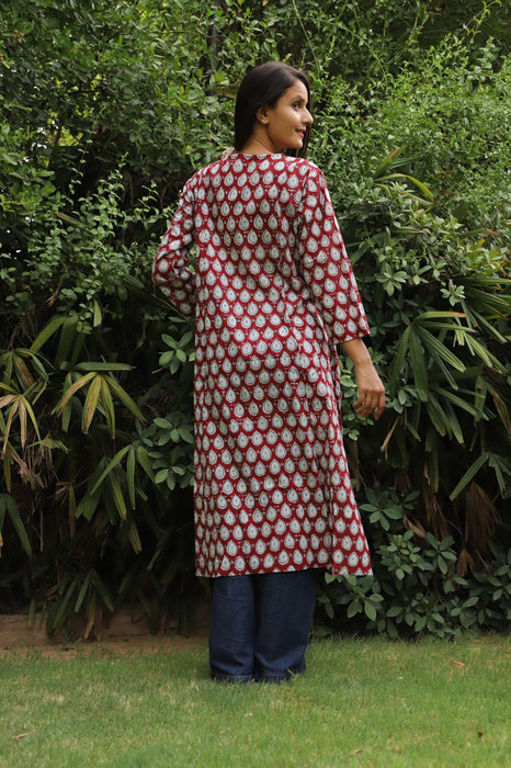 Hawthorne Rose handblock long Gathered kurta