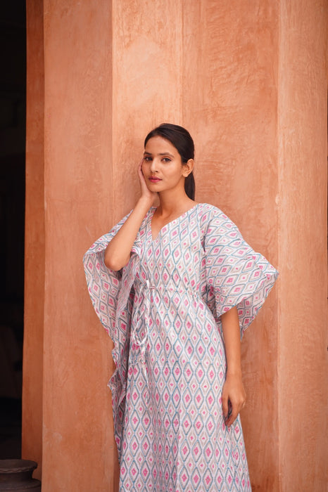 Sunrise Hand Block Cotton Kaftan