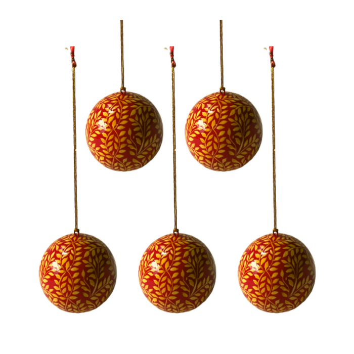 Paper Mache Bauble Red - Pack of 5