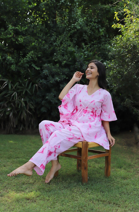 Bohemian Romance Hand block Printed Kaftan Jammies