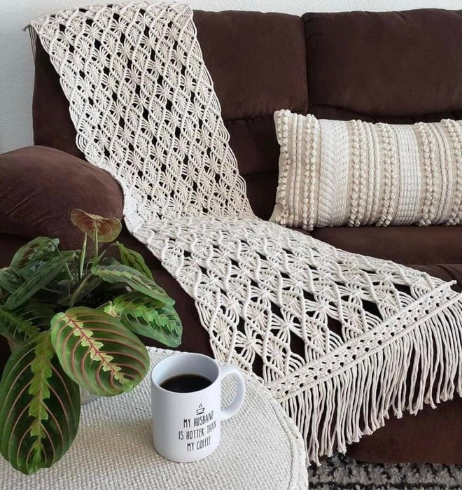 Macrame table and bed runner