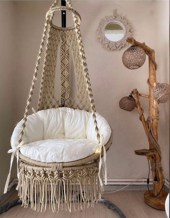 Macrame Swing- Biege and White