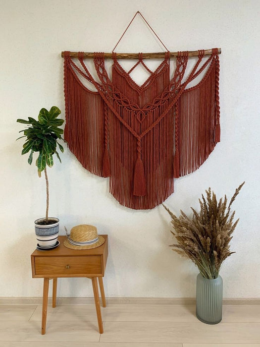 Macrame Wall Hanging - Ruby Red