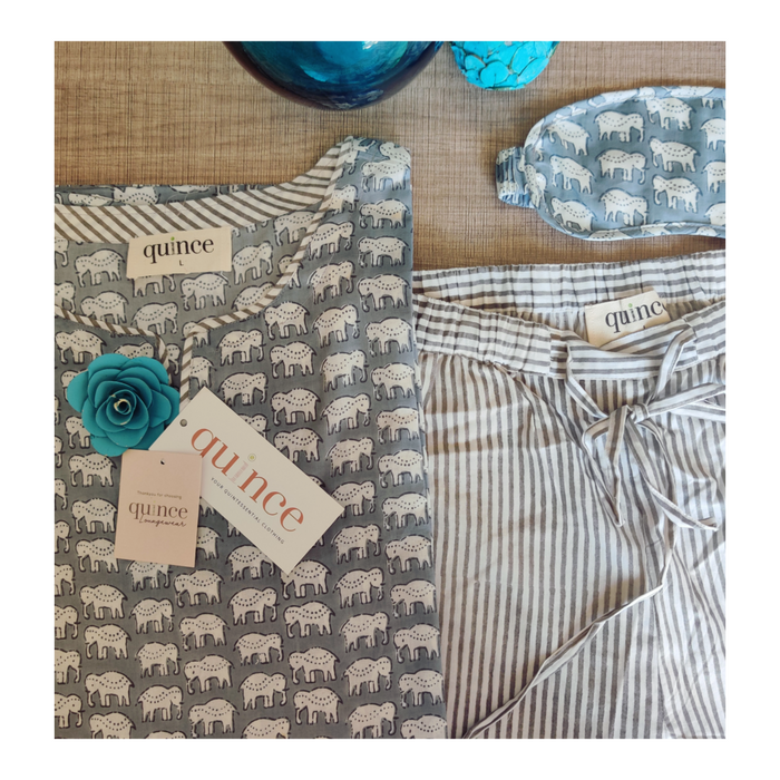 Feeling Elephantastic! Pj set with face mask - Grey