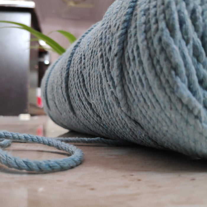 Twisted 3Mm, 3 Ply Cotton Macrame Cord (Light Blue) 100 Mtrs