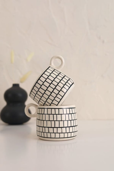 Ceramic Linear Line Theory Coffee Cup-450 ml