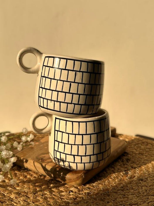 Ceramic Linear Line Theory Coffee Cup-450 ml