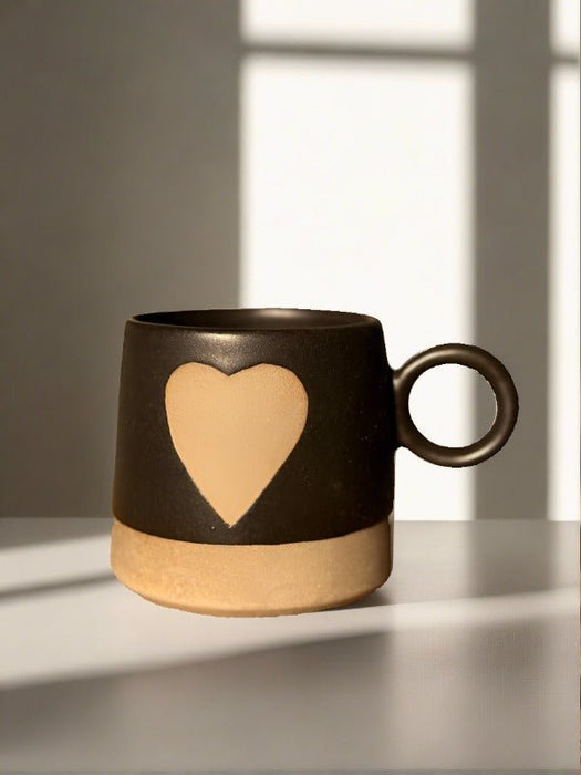 Ceramic Love Happens Here Mug Black- 450 ml