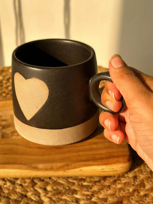 Ceramic Love Happens Here Mug Black- 450 ml