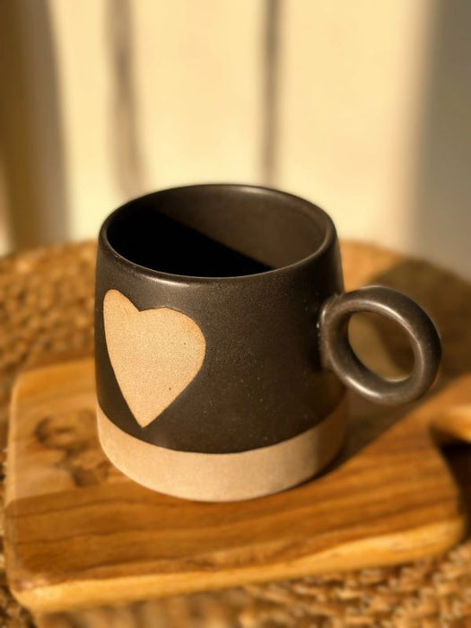 Ceramic Love Happens Here Mug Black- 450 ml