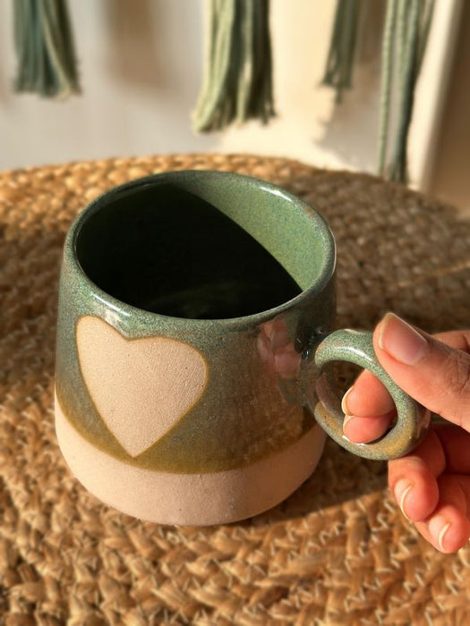 Ceramic Love Happens Here Green Mug -450 ml