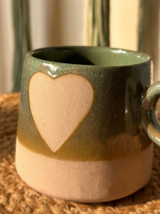 Ceramic Love Happens Here Green Mug -450 ml