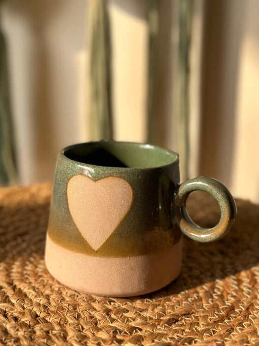 Ceramic Love Happens Here Green Mug -450 ml