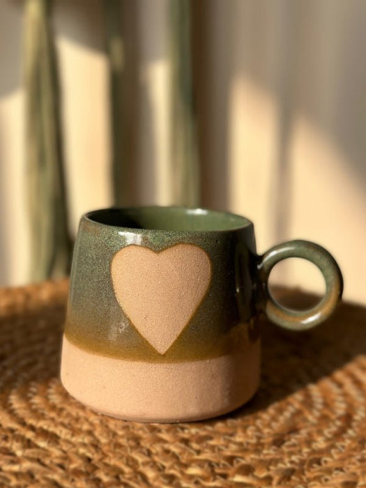 Ceramic Love Happens Here Green Mug -450 ml