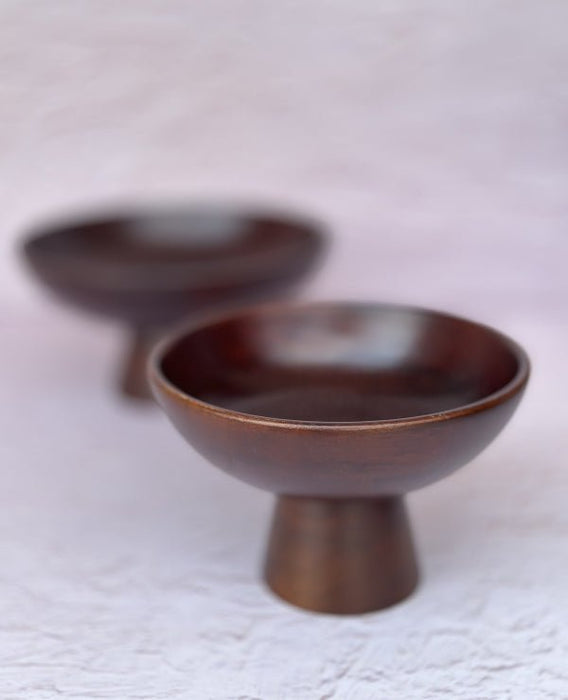 Mango Wood Small Pedestal Bowl