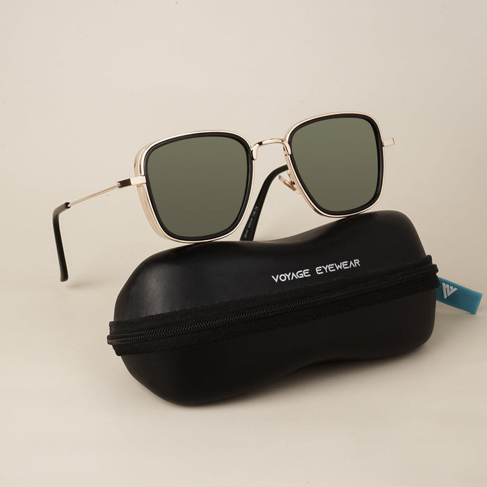 Voyage Retro Square Green-Gold Sunglasses - MG2971