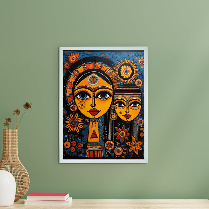 Mother-Son Eyes: Artisan Canvas Wall Decor Abstract