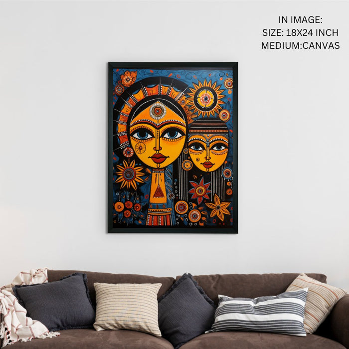 Mother-Son Eyes: Artisan Canvas Wall Decor Abstract