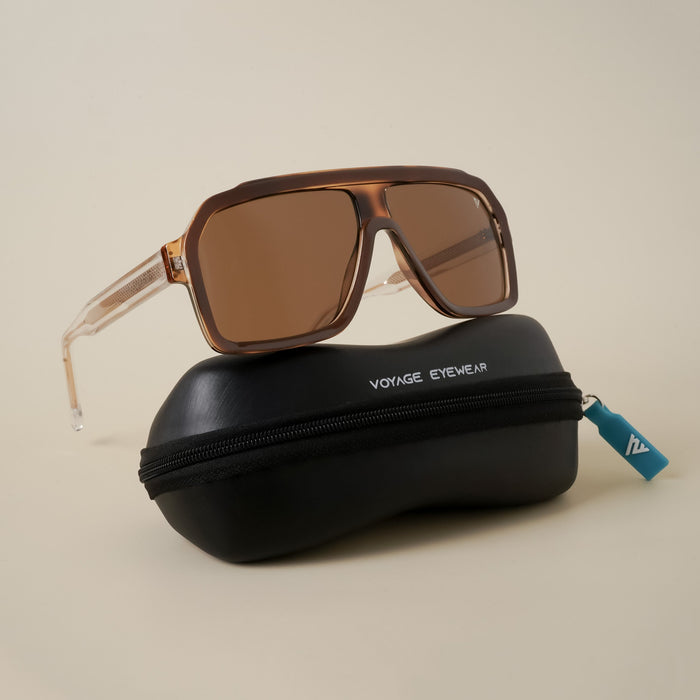 Voyage Brown Wrap Around Sunglasses for Men & Women - MG4744