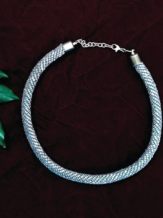 Silver-Plated Oxidised Choker Necklace