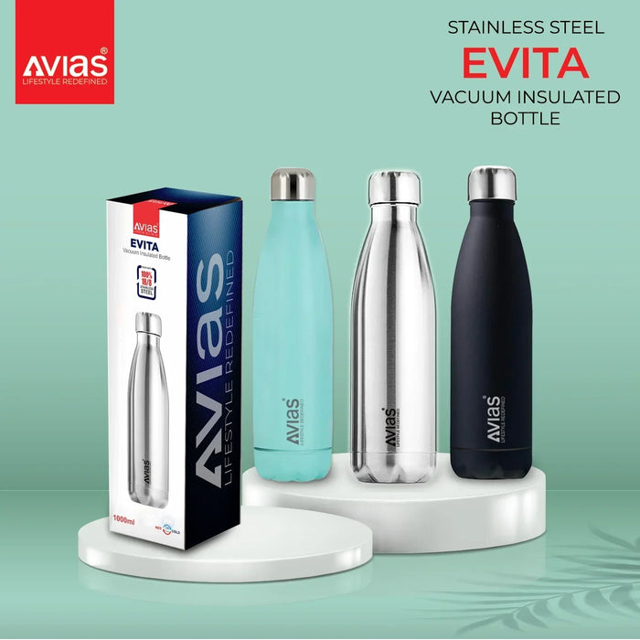 Evita Premium Stainless Steel Vacuum Insulated Flask Water Bottle| 1 Litre/ 750Ml | Blue