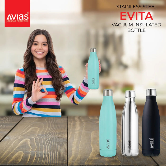 Evita Premium Stainless Steel Vacuum Insulated Flask Water Bottle| 1 Litre/ 750Ml | Blue