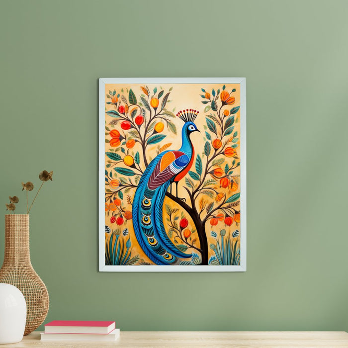 Peacock Blooms Canvas: Artisan Home Decor Elegance