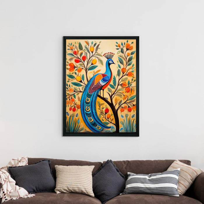 Artisan Peacock Bloom Canvas: Elegance in Wall Decor for Homes