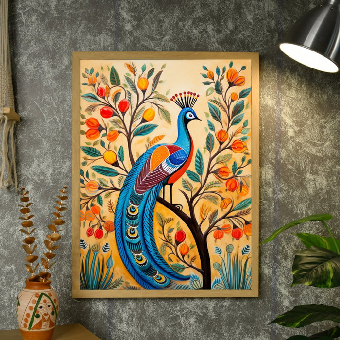 Artisan Peacock Bloom Canvas: Elegance in Wall Decor for Homes