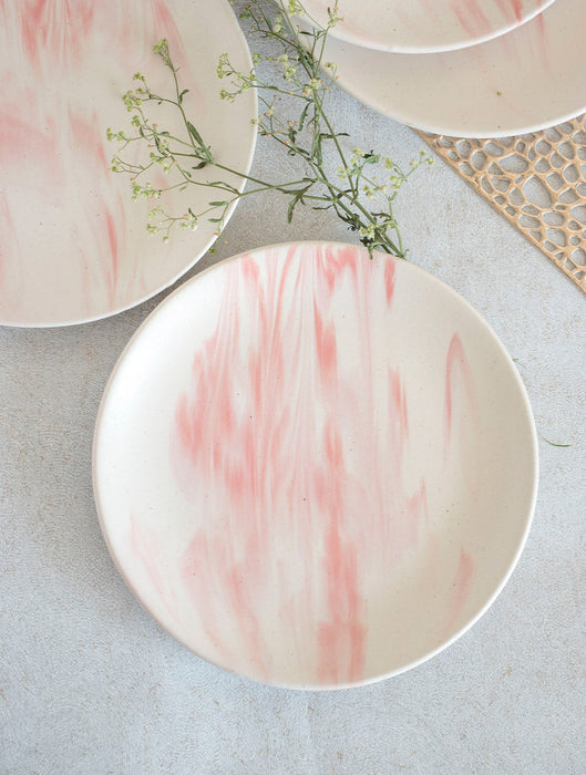 Ceramic Stoneware Pink Marble Plate