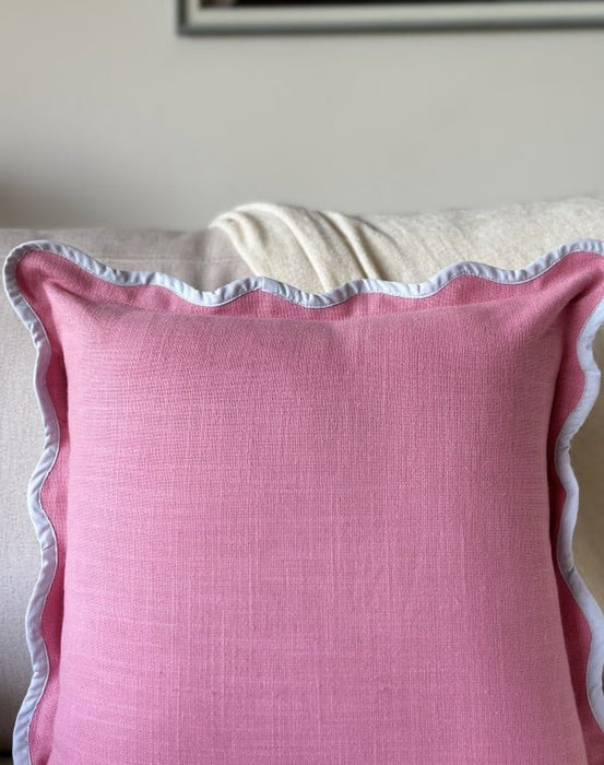 Pink Scallop Cushion Cover