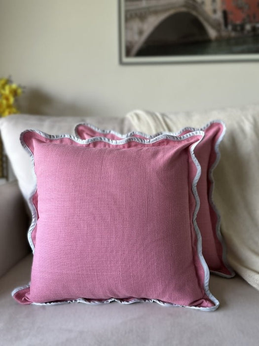 Pink Scallop Cushion Cover