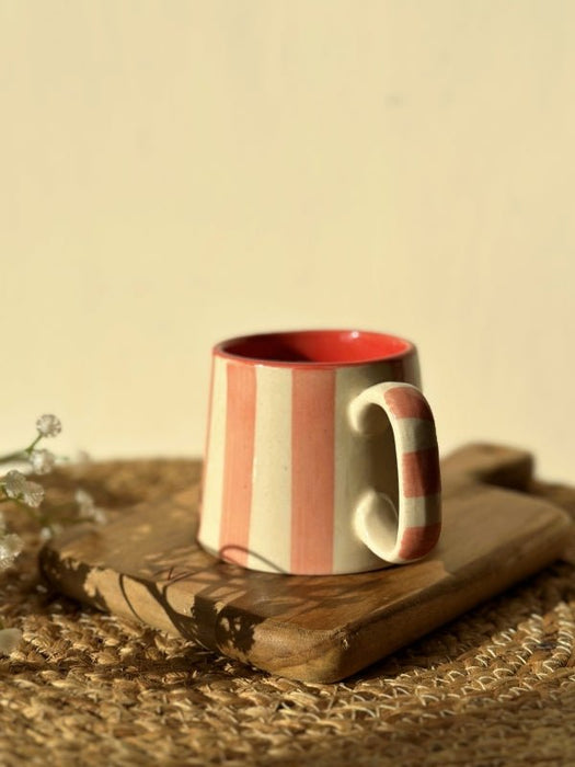 Pink Stripe Ceramic Mug - 220 ml