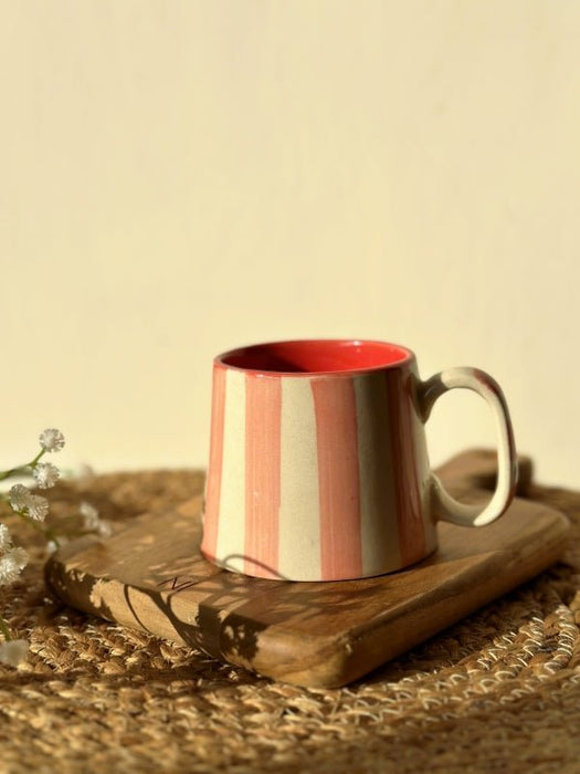 Pink Stripe Ceramic Mug - 220 ml