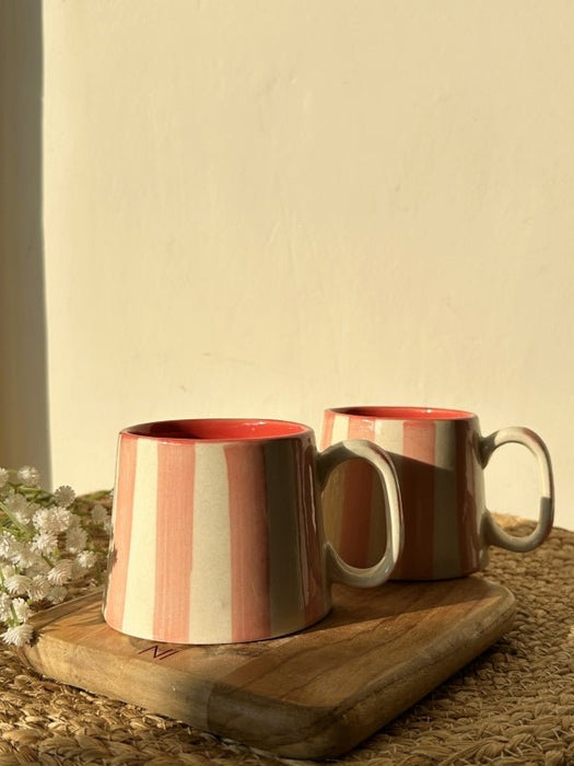 Pink Stripe Ceramic Mug - 220 ml