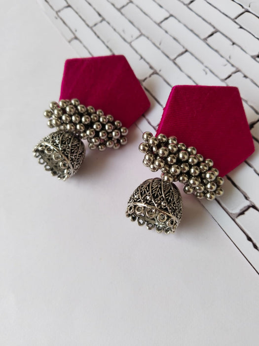 Pink Mini Jhumka With Silver Ghungroo