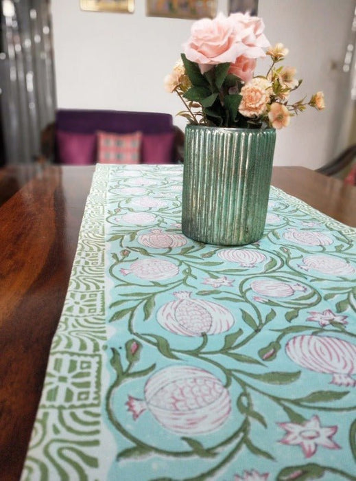 Pomegranate Hand Block Printed Table Runner -