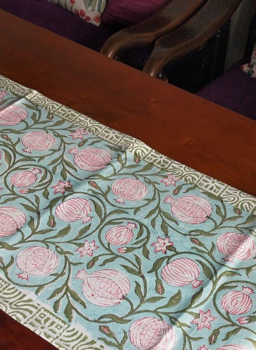 Pomegranate Hand Block Printed Table Runner -