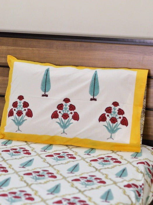 Poppy Yellow Double Bedsheet With Pillow Covers