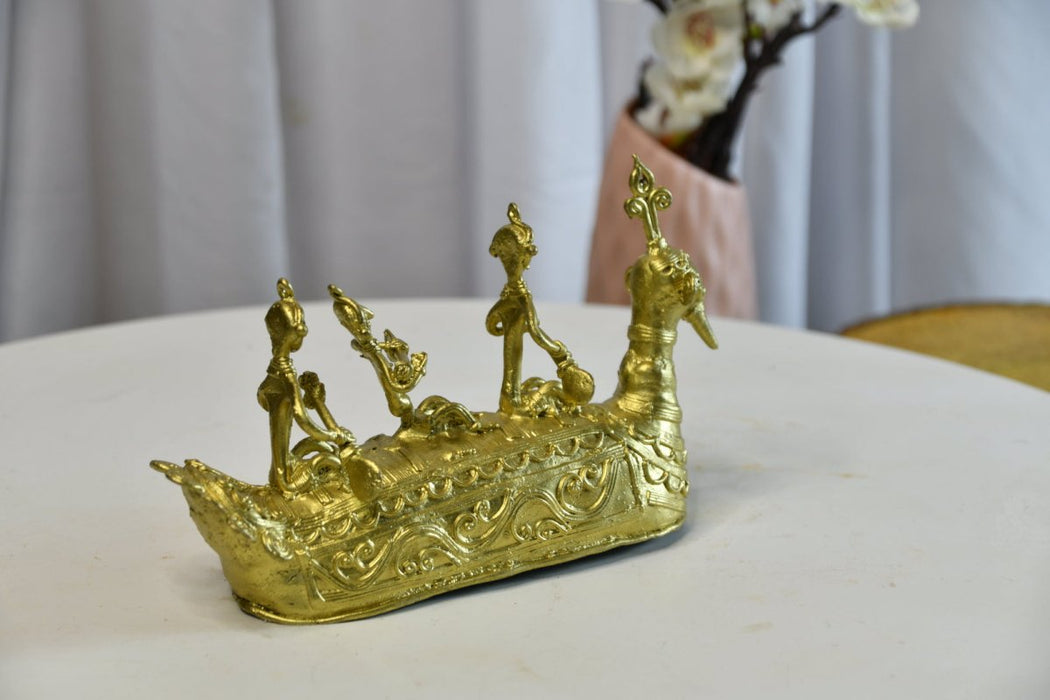 Premium Brass Dhokra Art Ancient Boat