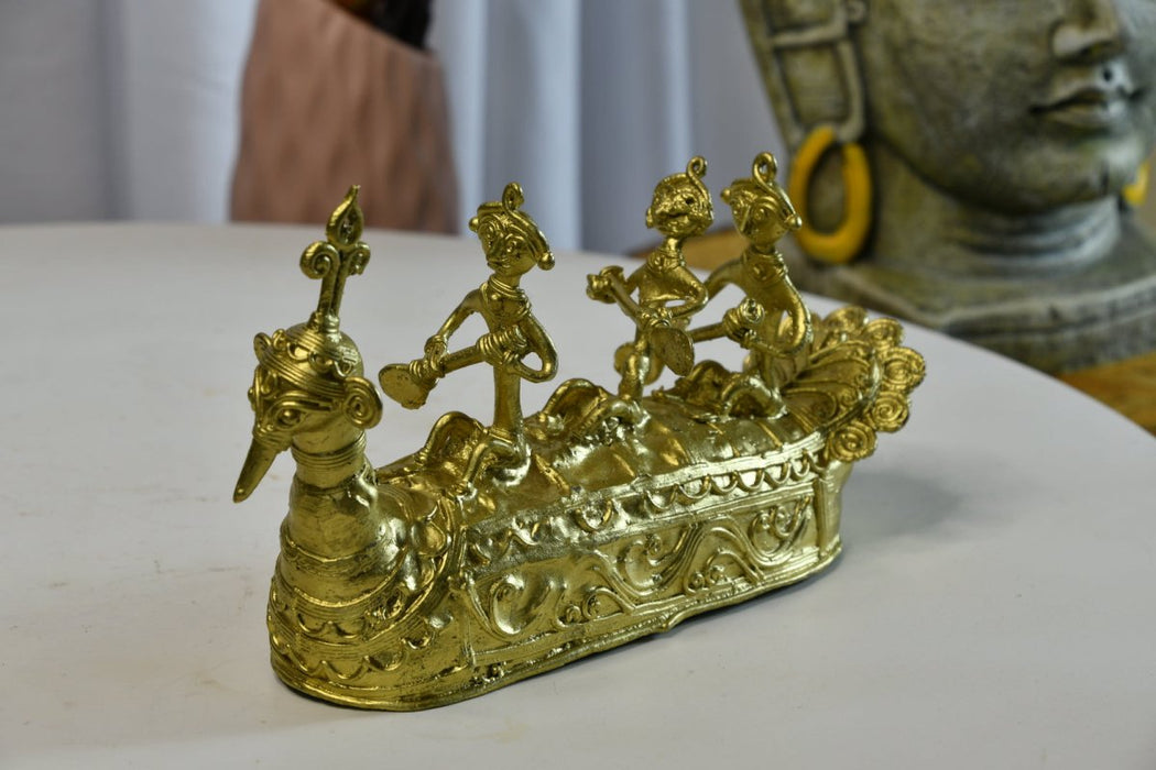 Premium Brass Dhokra Art Ancient Boat