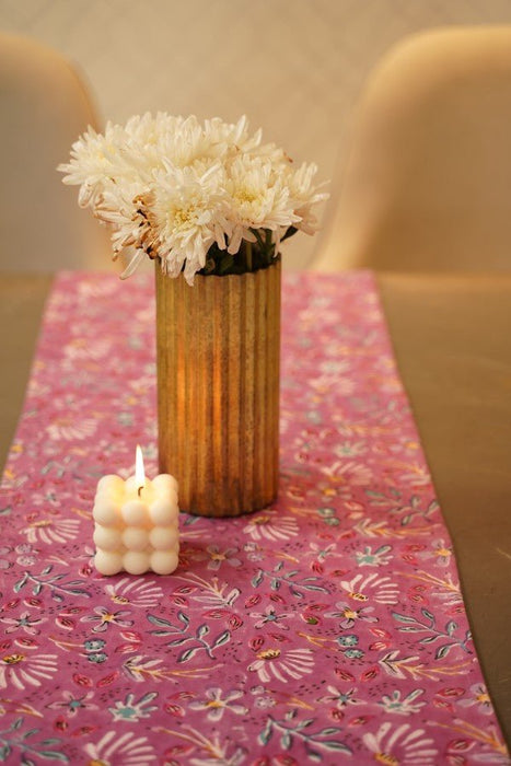 Purple Blooming Cotton Table Runner