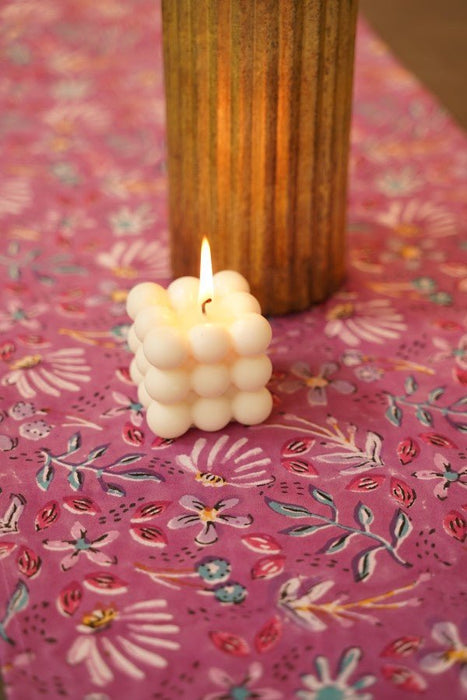 Purple Blooming Cotton Table Runner