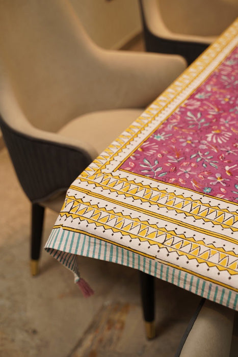 Purple Posies Floral Cotton Tablecloth