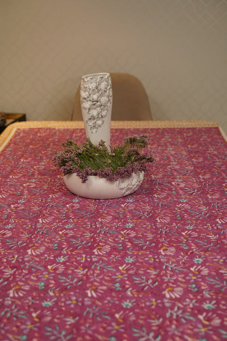 Purple Posies Floral Cotton Tablecloth