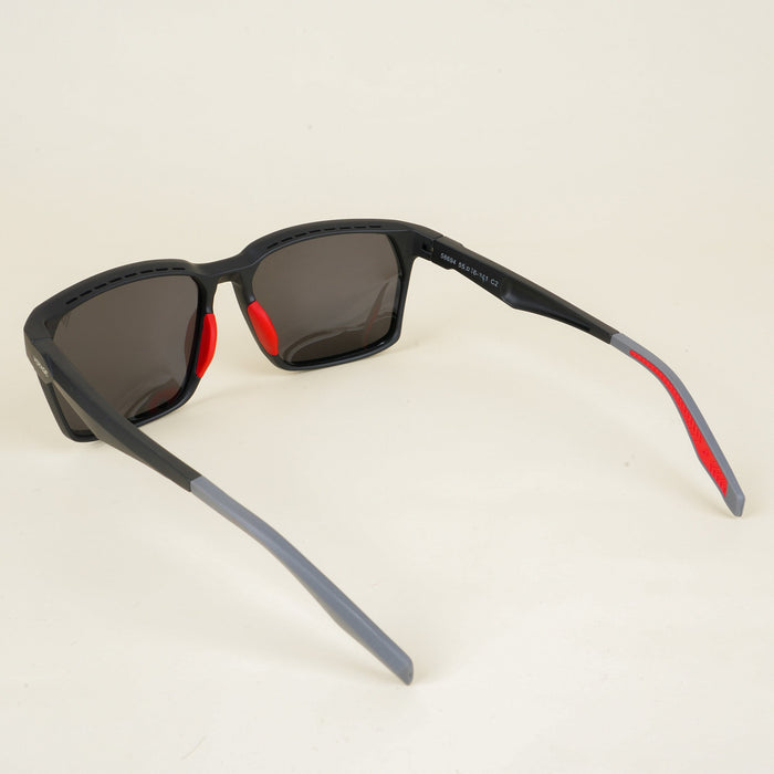 Voyage Wayfarer Polarized Sunglasses for Men & Women (Black Lens | Matt Black & Red Frame - PMG5284)